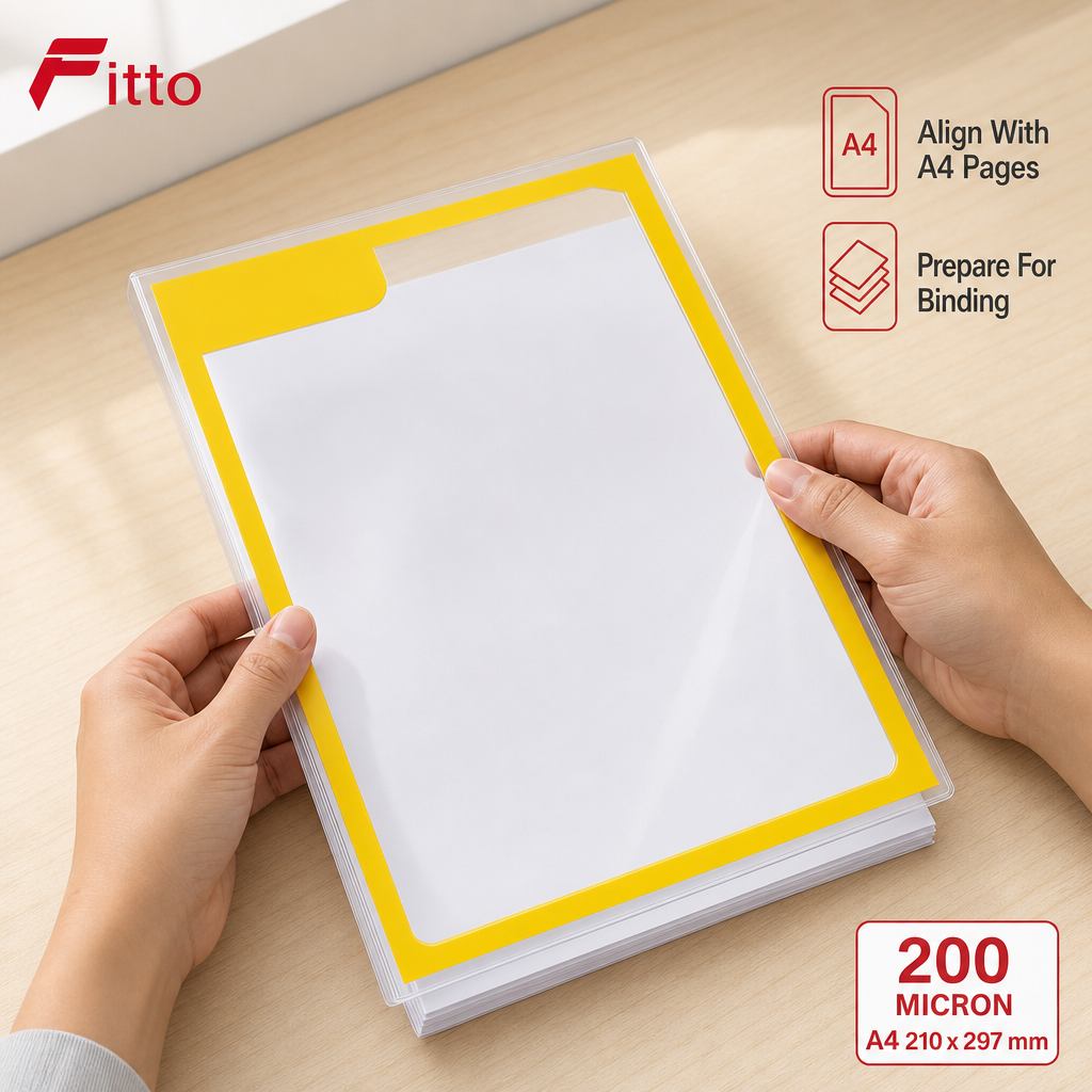 96 Pieces Plastic Binding Covers, A4 210 x 297 mm, 200 Micron Clear, 100-Pack
