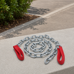 120 Pieces 4 mm Steel Pet Utility Chain with Red Webbing Strap, 1 m, Silver and Red, 1 Set