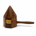 96 Pieces Wooden Incense Burner House with Handle, Conical Design, 3 Inch