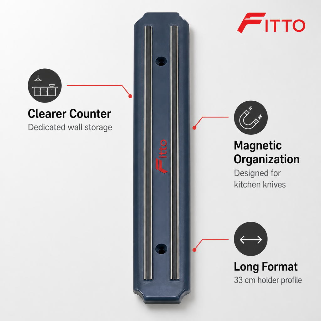 96 Pieces Magnetic Knife Holder, 33 cm Wall-Mount Kitchen Organizer for Knives