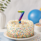 240 Pieces Rainbow Metallic Number 7 Cake Candle, 3 in, 1 Piece