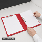 144 Pieces A4 Dual Short Clip File, Red, 1 Piece
