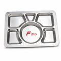 96 Pieces Stainless Steel Compartment Serving Trays, 6-Section Divided Platter, 36 x 28 x 3 cm, Silver