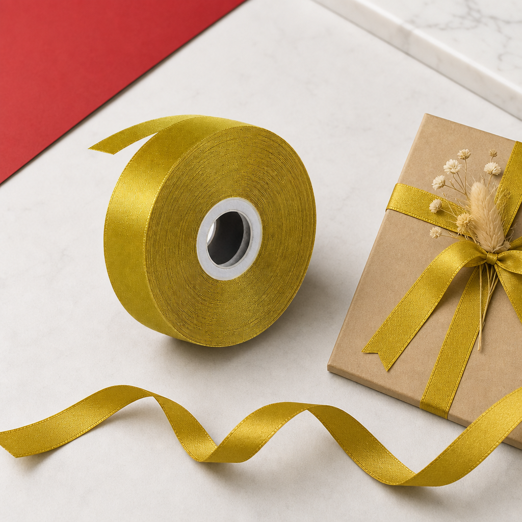 120 Pieces Printed Ribbon Roll, Dark Gold, 2.8 cm x 80 yd, Decorative Trim for Crafts and Wrapping