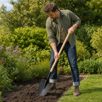 96 Pieces Long-Handle Garden Digging Shovel, 122 cm, Black and Natural Wood, 1 Piece