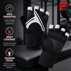 72 Pieces Gym Gloveses with Wrist Support, Fingerless Weight Training Gloves, Black and White, 1 Pair