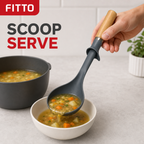 96 Pieces Soup Ladle with Wooden Handle, Self-Standing Kitchen Serving Utensil, 31 cm