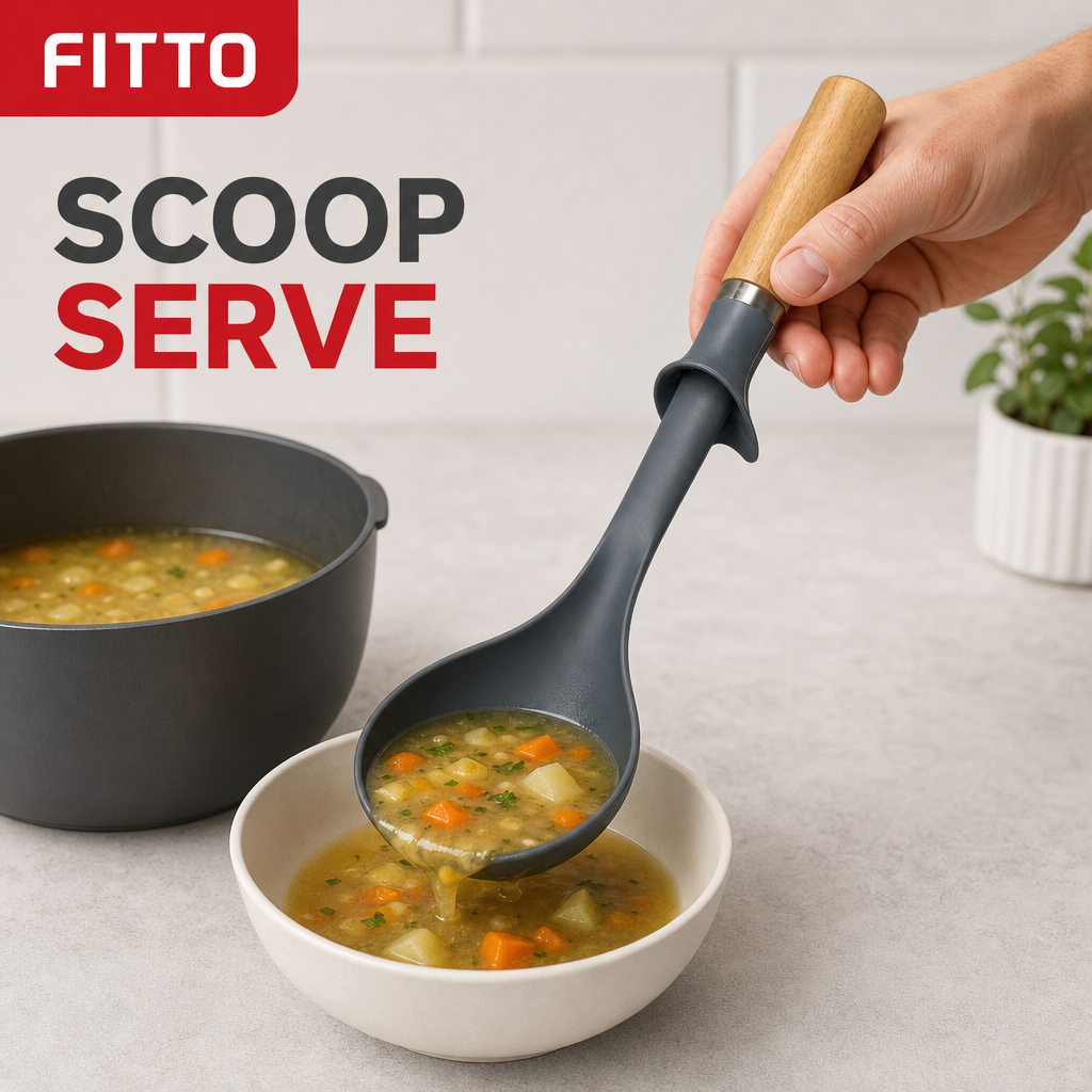 96 Pieces Soup Ladle with Wooden Handle, Self-Standing Kitchen Serving Utensil, 31 cm