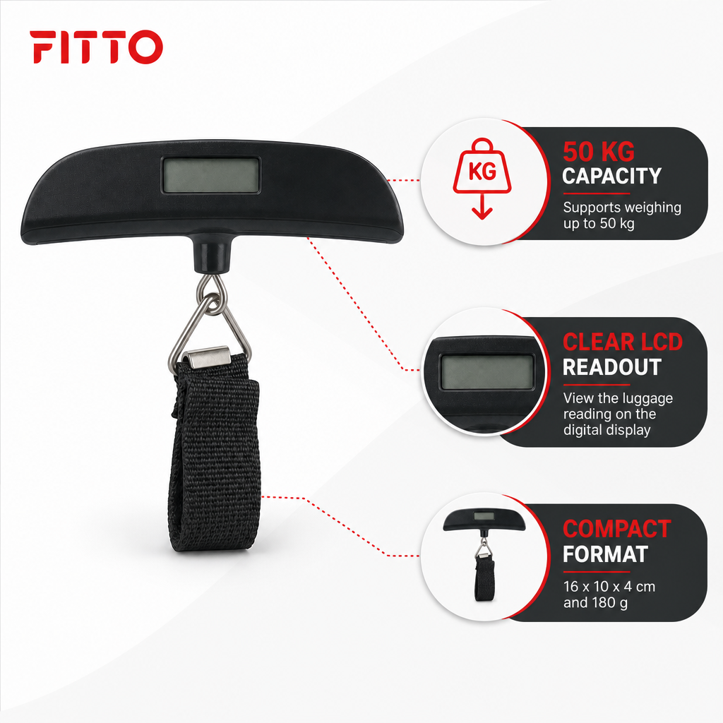 96 Pieces Digital Luggage Scale with LCD Display, 50 kg Capacity, Black, 1 Piece