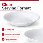 96 Pieces Opal Glass Soup Plate 9.5 Inch, White Round Tablewares