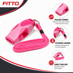 96 Pieces Sports Whistles, Pealess Design with Lanyard, Pink