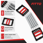 96 Pieces Chest Expanders Puller with Handles, 5-Spring Resistance Trainer, Black and Red, 1 Piece