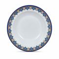120 Pieces Melamine Soup Plate, 8 Inch, Round White Tablewares with Decorative Blue Border