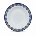 120 Pieces Melamine Soup Plate, 8 Inch, Round White Tablewares with Decorative Blue Border