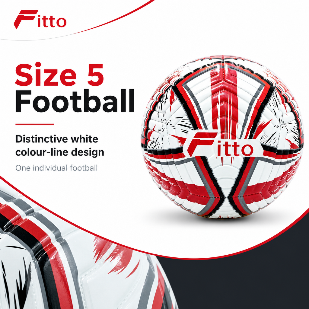 72 Pieces Football Size 5, White with Colour Line Design, Single Ball for Football Practice and Recreation
