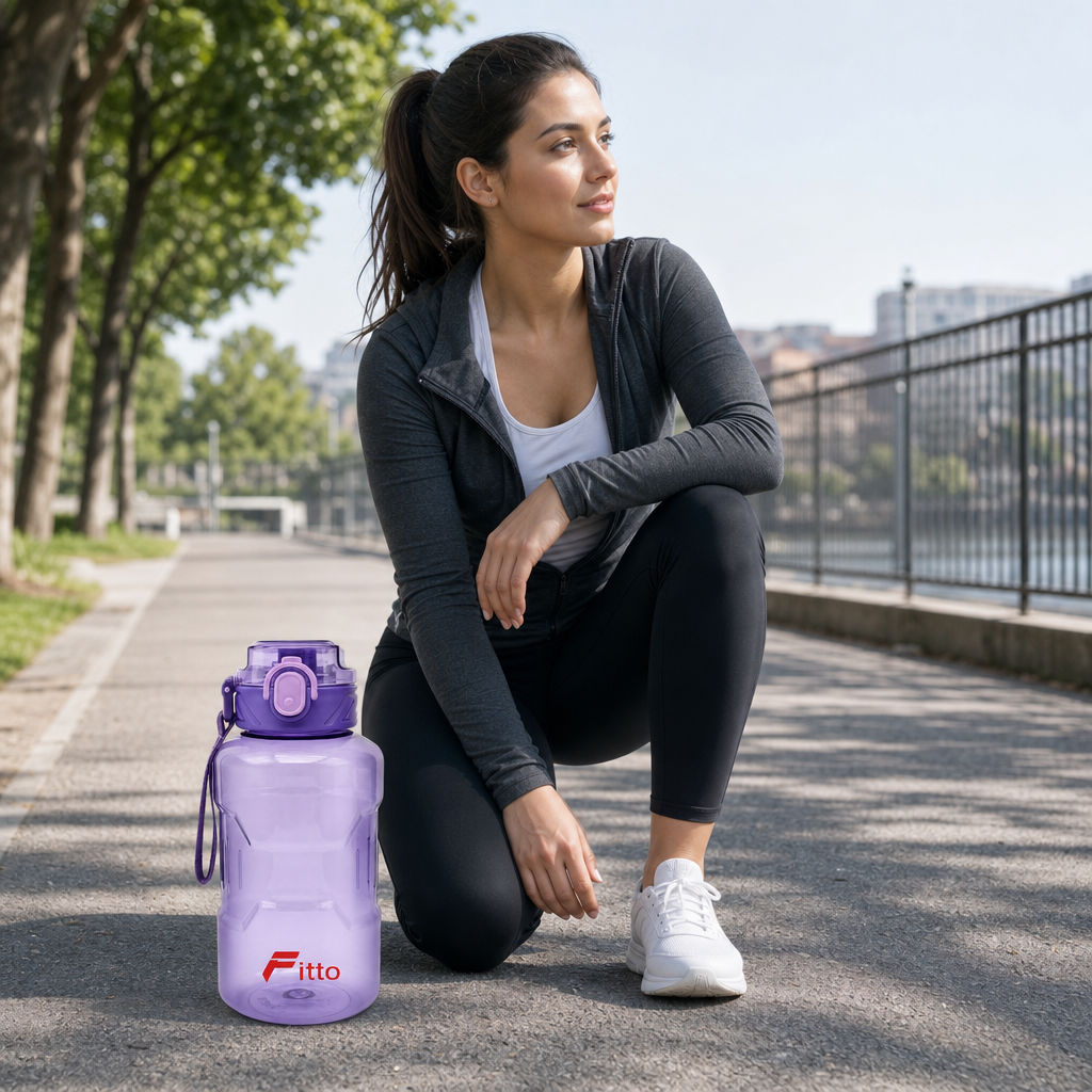 96 Pieces 1400ml Sports Water Bottles with Carry Strap, Purple