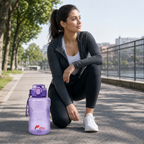 96 Pieces 1400ml Sports Water Bottles with Carry Strap, Purple