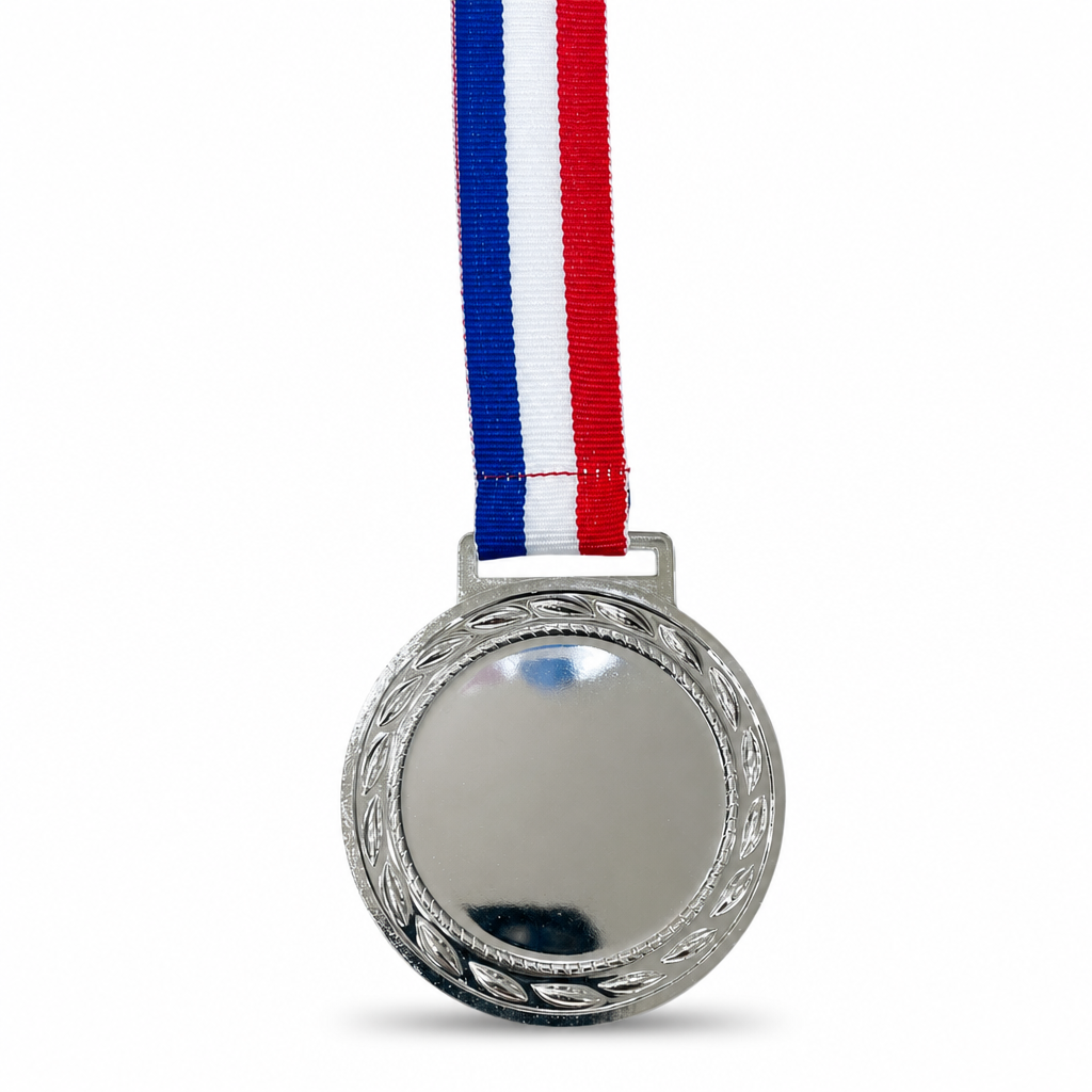 144 Pieces Sports Medal with Ribbon, Silver, 8 cm
