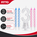 144 Pieces LED Happy Birthday Number 3 Cake Candle Set with 4 Candles, 9 cm, Multicolor