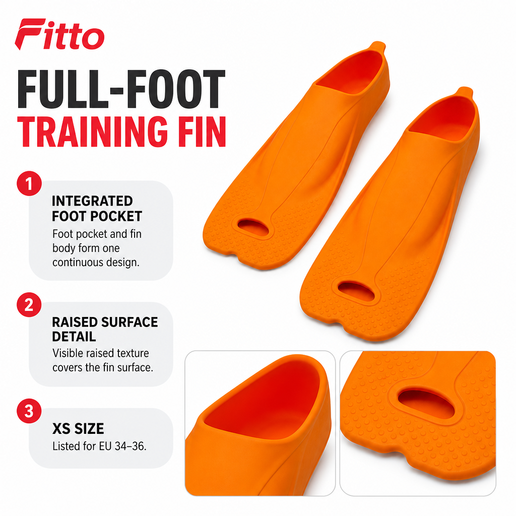 48 Pieces Swimming Fins for Training, Full-Foot Design, Textured Sole, Size XS EU 34–36