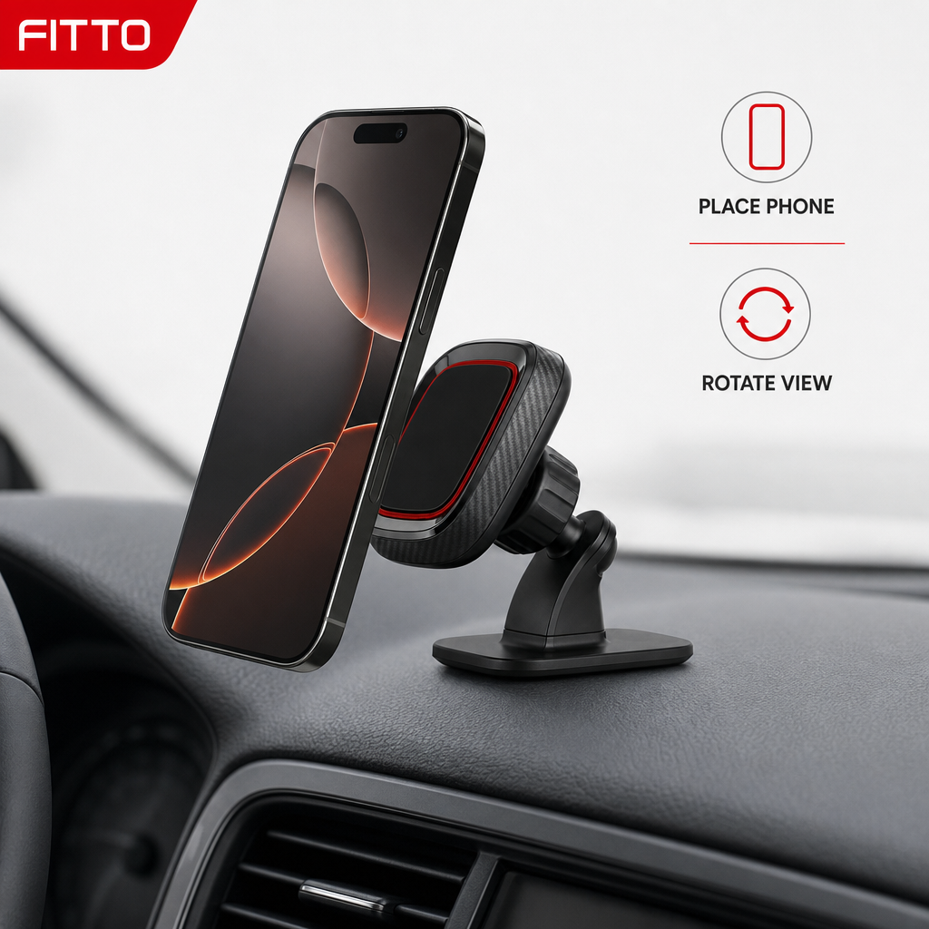 96 Pieces Magnetic Car Phone Holder HL-119, 360° Rotation Dashboard Mount, Black, 1 Piece