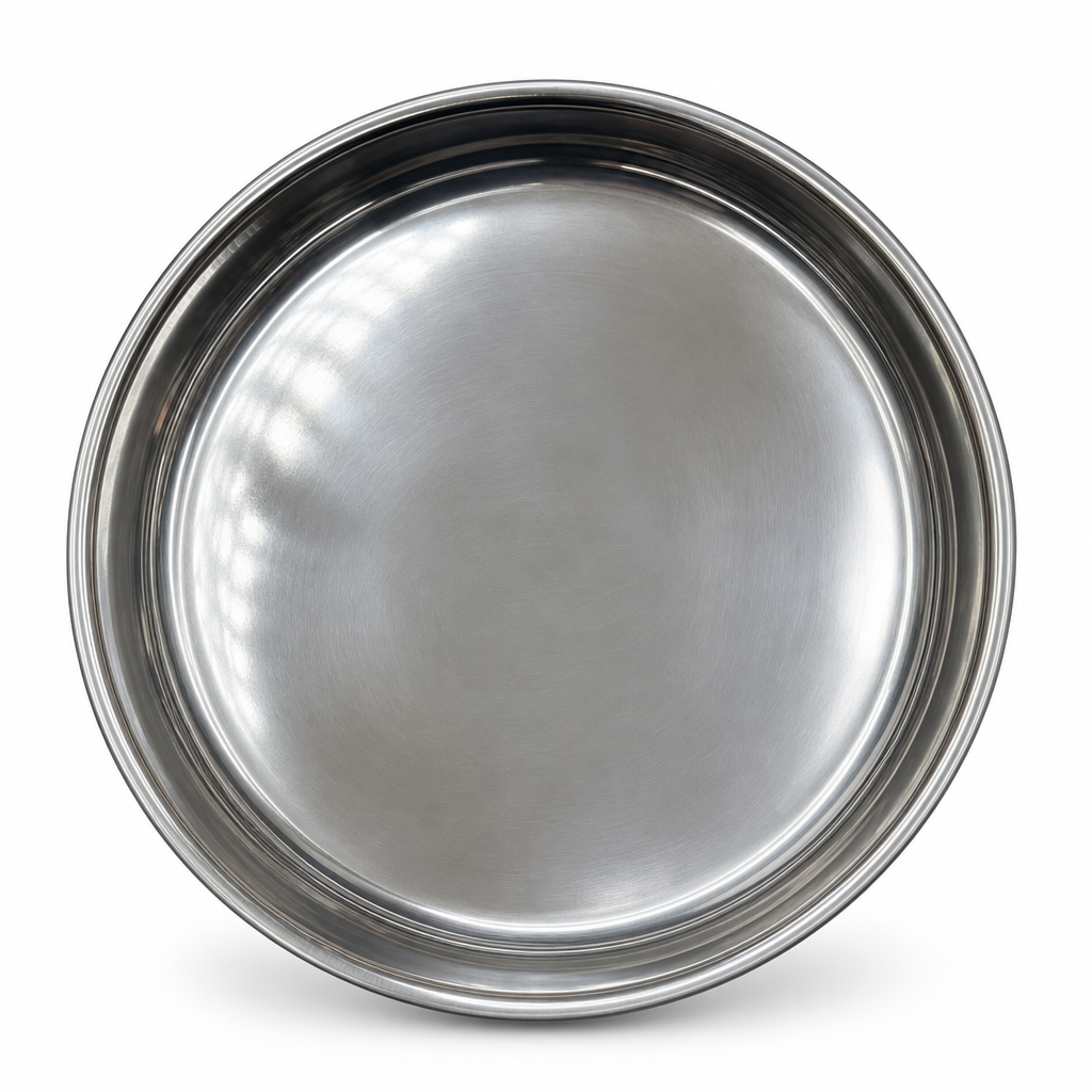 96 Pieces Stainless Steel Round Serving Plate with Wide Rim, 24 cm, 1 Piece