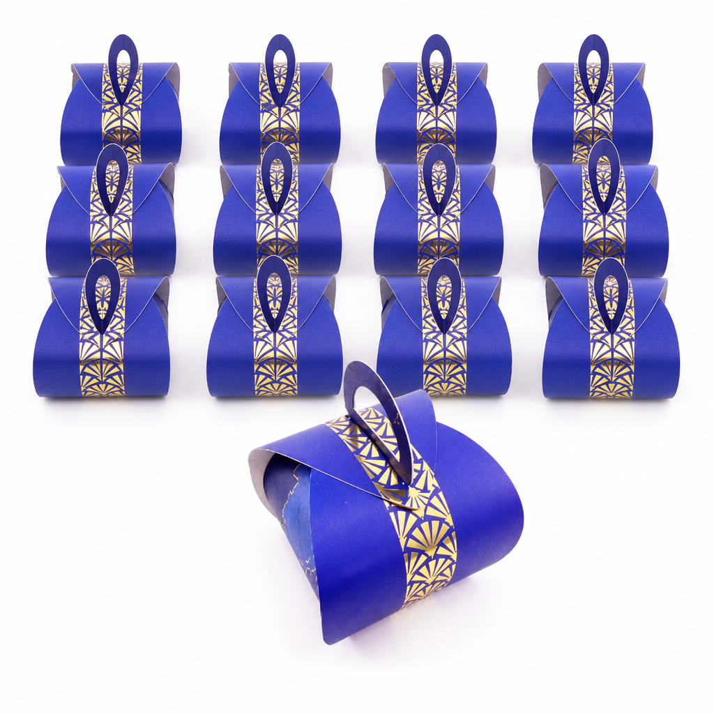 96 Pieces Candy Favor Boxes with Handles, Light Blue, 9.5 x 9.5 x 10 cm, 12 Pieces