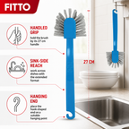 144 Pieces Dish Brush with Handle, Assorted Colour, 27 cm
