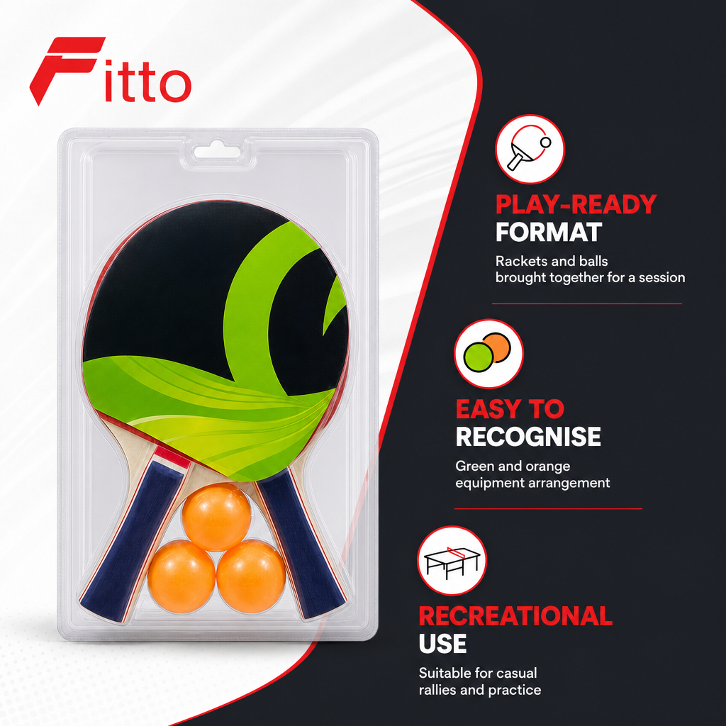 96 Pieces Table Tennis Racket Set with Balls, Green and Orange, 1 Set