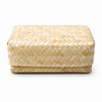 96 Pieces Handwoven Bamboo Rectangular Storage Box with Lid, 8 x 5 Inch, Natural Finish