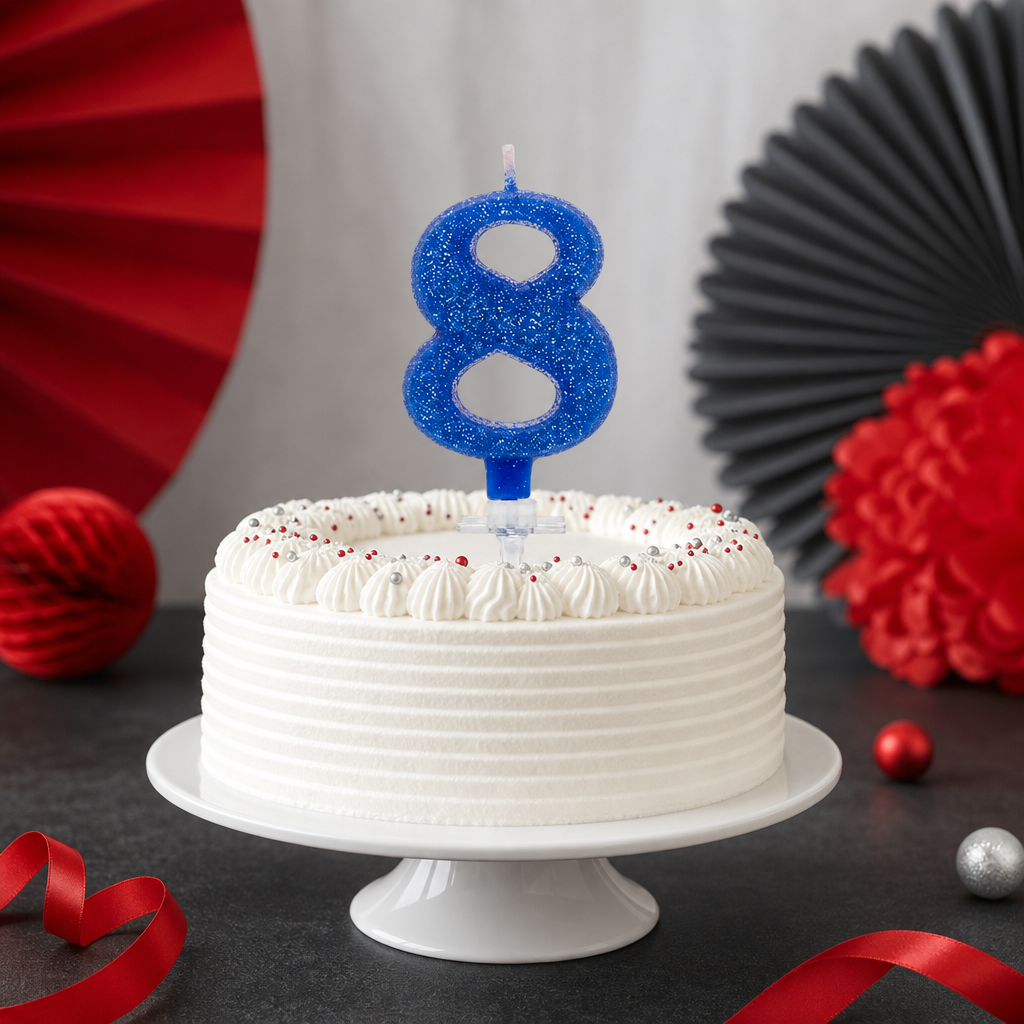 240 Pieces Assorted Colour Sparkling Number 8 Cake Candle, 3 in, 1 Piece