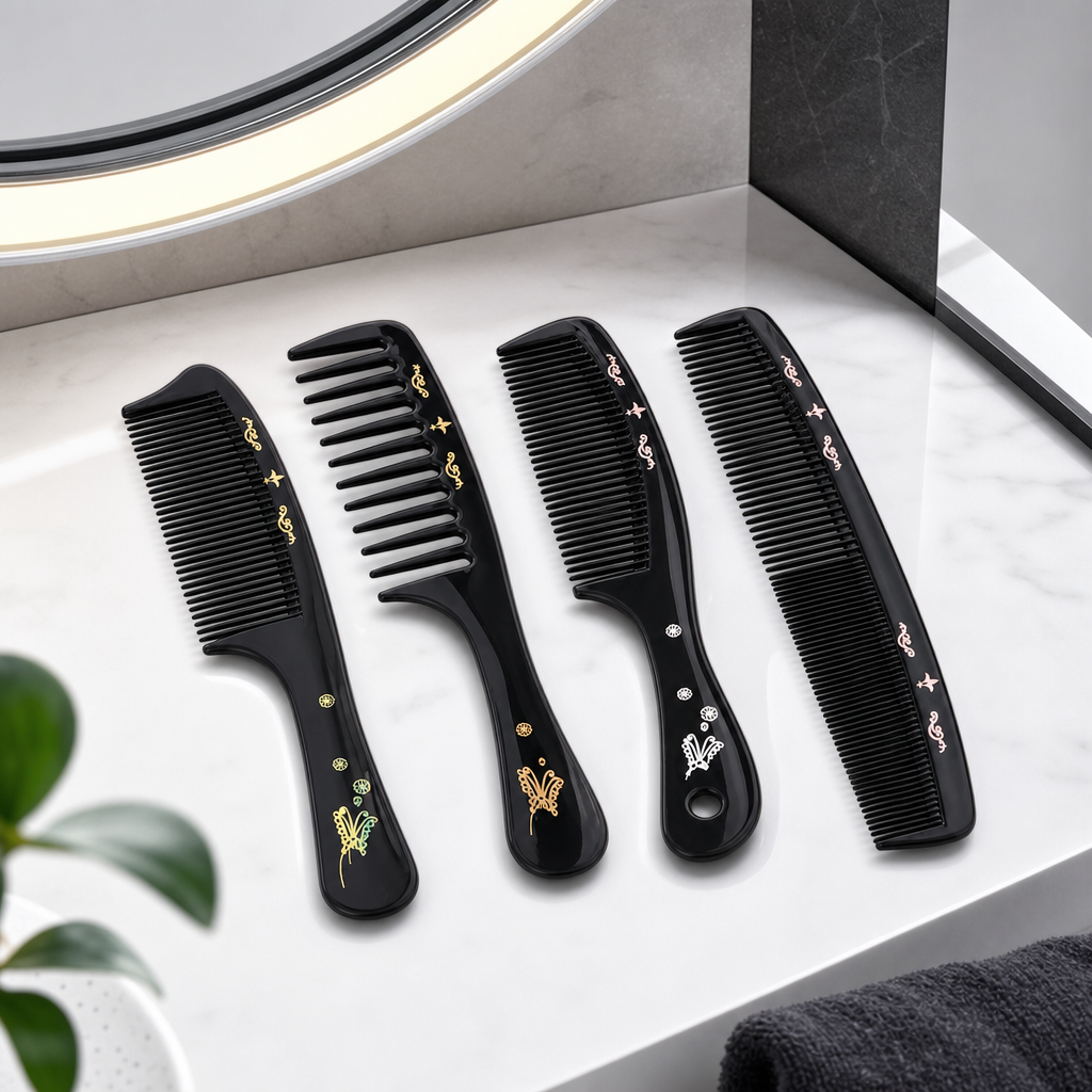 96 Pieces Black Decorative Print Hair Combs Set, 4 Pieces