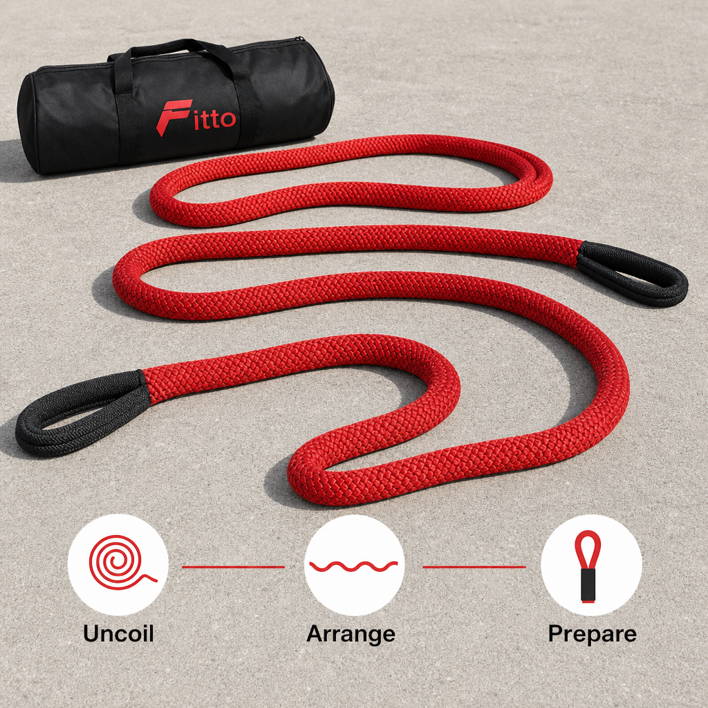48 Pieces Kinetic Vehicle Recovery Tow Rope, 6 m, 8.2 Ton, 30% Elasticity, Red