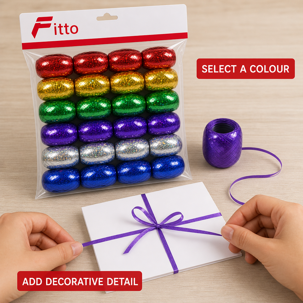 96 Pieces Assorted Colour Laser Ribbon Rolls, 5 mm x 10 m, 24 Rolls for Crafting and Decoration