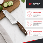 72 Pieces Santoku Knife, Wooden Handle, 7 Inch Kitchen Cutting Tool, Single Piece