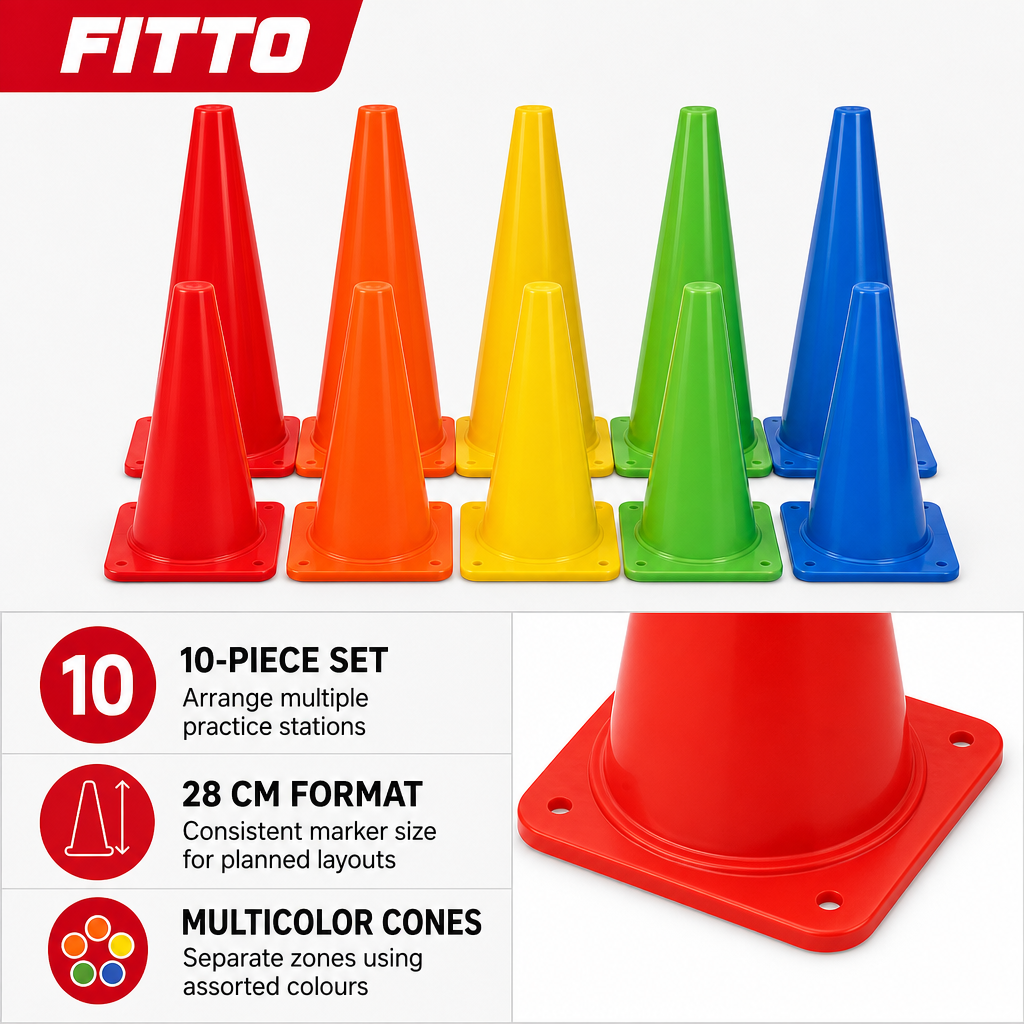 96 Pieces Plastic Training Cones, 28 cm, Multicolor, 10-Piece Pack