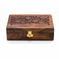 120 Pieces Wooden Rectangular Storage Box, 8 x 5 Inch, Carved Design with Front Clasp