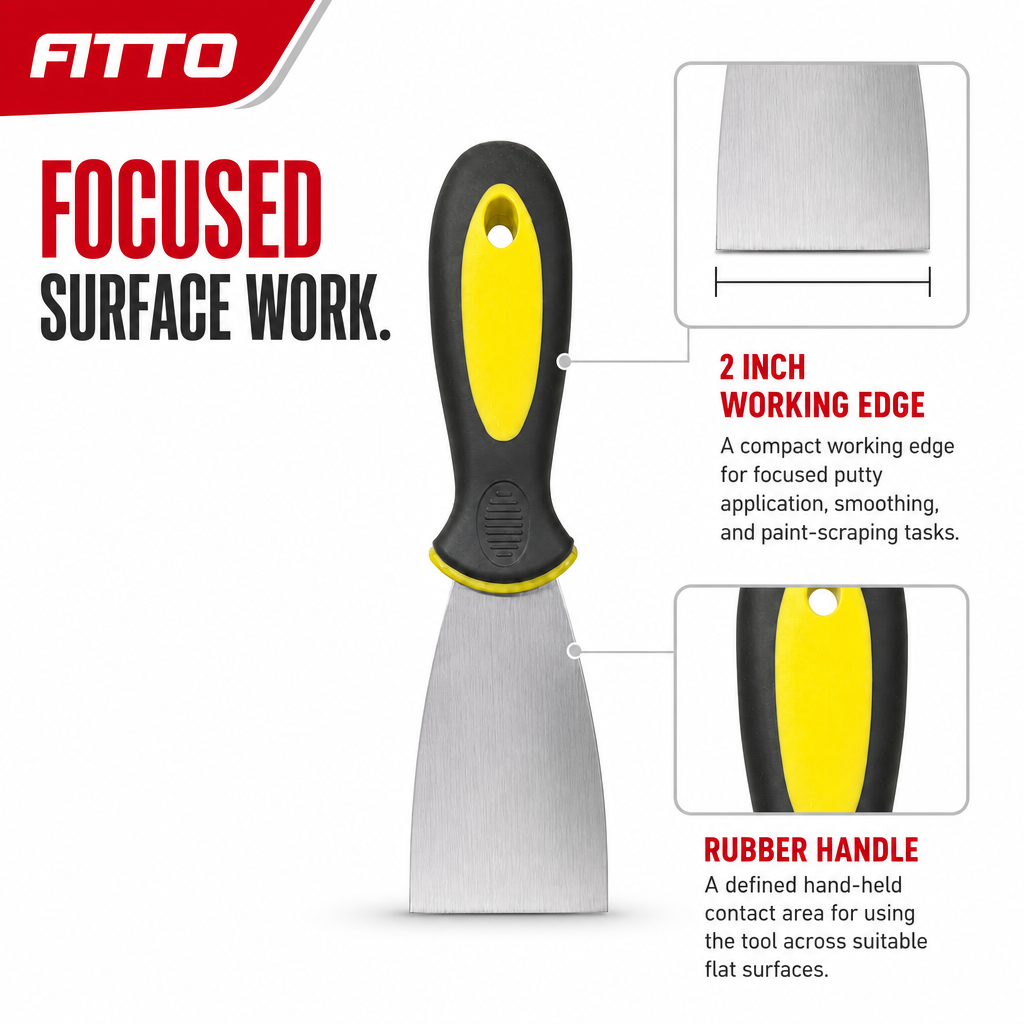 240 Pieces 2 Inch Putty Knives Paint Scraper with Rubber Handle, Yellow Black Silver, 1 Piece