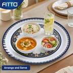 72 Pieces Melamine Round Serving Trays with Decorative Pattern, 45 cm
