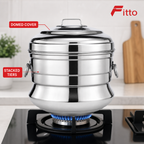 48 Pieces Stainless Steel Multi-Tier Idli Steamer Pot with Domed Lid, 13-Idli Capacity