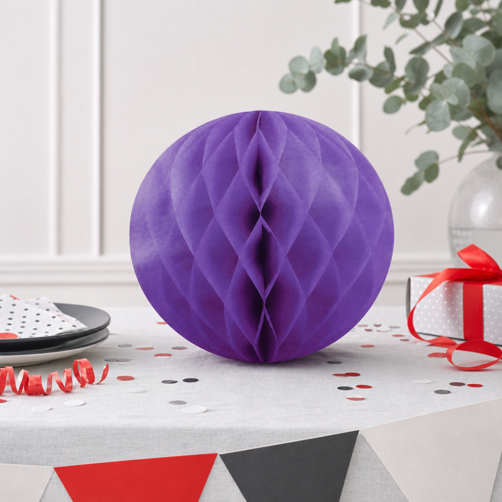 240 Pieces Paper Honeycomb Ball Decoration, Purple, 30 cm, 1 Piece