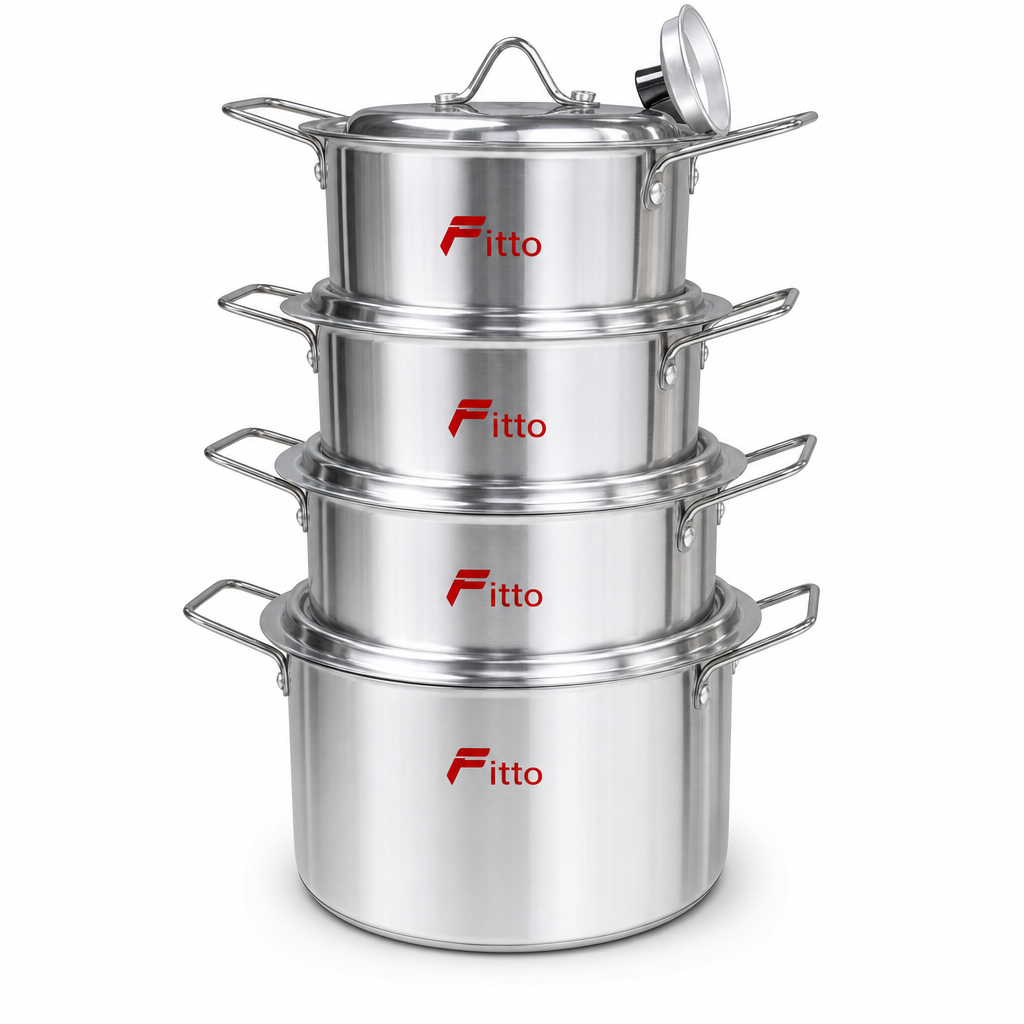 48 Pieces Stainless Steel Casserole Pot Set with Lids, Medium Size, Set of 5, Silver