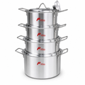 48 Pieces Stainless Steel Casserole Pot Set with Lids, Medium Size, Set of 5, Silver