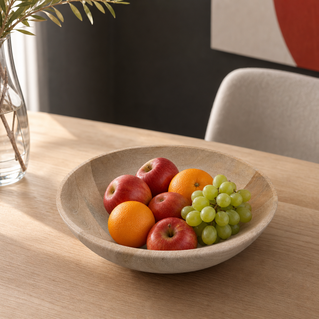 96 Pieces Wooden Serving Bowl, Round Tablewares Dish, 14 Inch