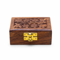 120 Pieces Wooden Rectangular Storage Box, 5 x 3 Inch, Brown Carved Keepsake Organizer with Front Clasp