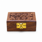120 Pieces Wooden Rectangular Storage Box, 5 x 3 Inch, Brown Carved Keepsake Organizer with Front Clasp