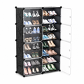 48 Pieces Black and Clear 8-Tier Shoe Storage Cabinet with Doors, 85 x 32 x 127 cm, 1 Unit