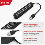 96 Pieces USB Hubs with 1TB Storage Support, Multi-Port USB 2.0 Expansion Hub with Attached Cable