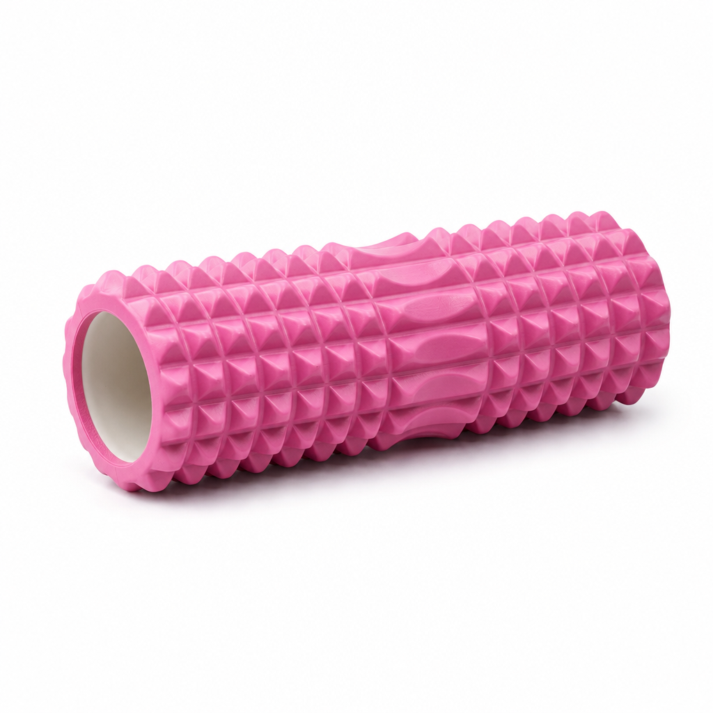96 Pieces Textured Yoga Roller, 33 cm, Pink, Cylindrical Exercise and Recovery Roller