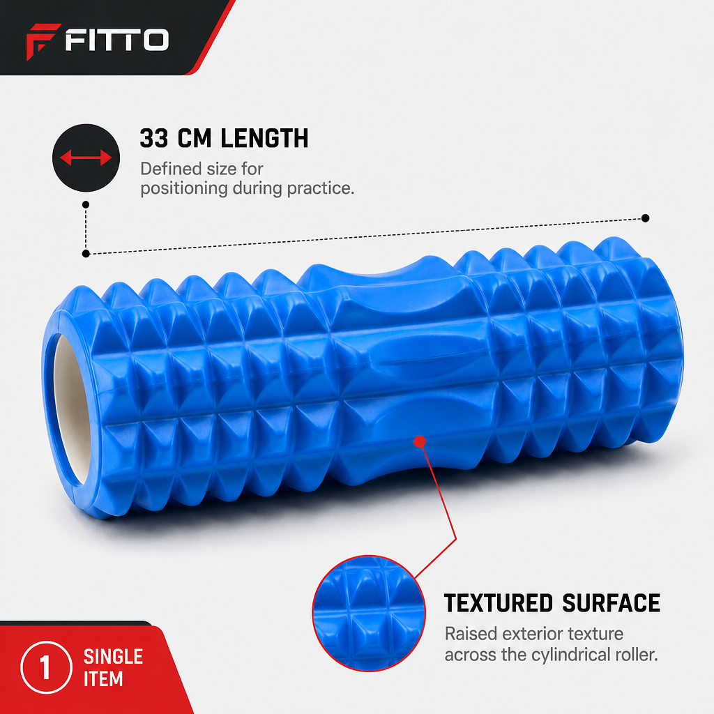 96 Pieces Textured Yoga Roller, 33 cm, Blue, Cylindrical Surface for Yoga and Stretching Routines